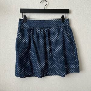 Levi’s white polka dot blue denim skirt side pockets